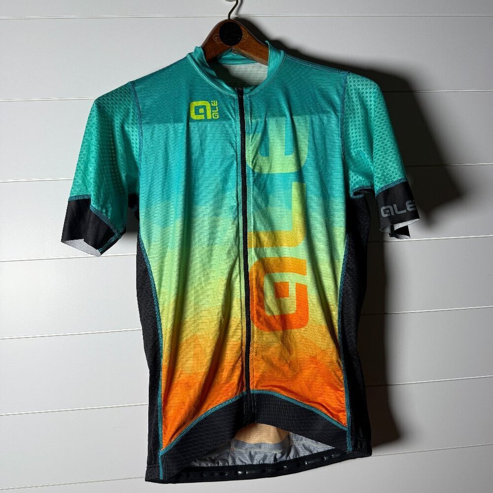 ALE Cycling Jersey Short Sleeve Sz XXL Green, Orange, Yellow